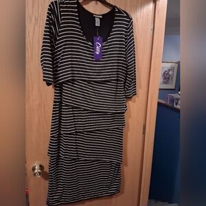 Womens Catherines Curvy Collection Dress Layered Size 2X 22/24W Rayon Maxi